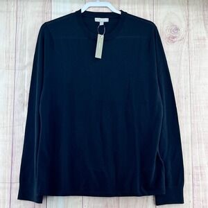 New J. Crew Merino Wool Long Sleeve Crewneck Pullover Sweater Black Sz 2XL